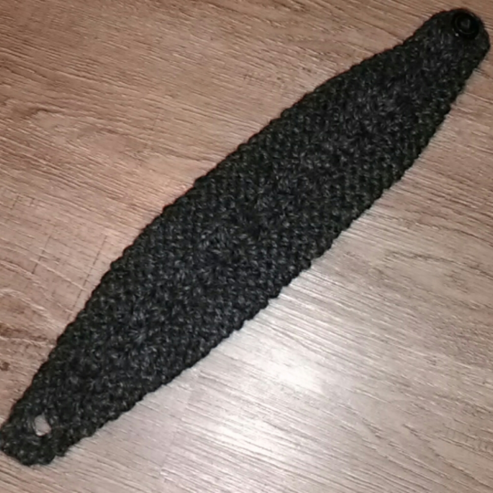 Earwarmer Headband - handmade knit black wool